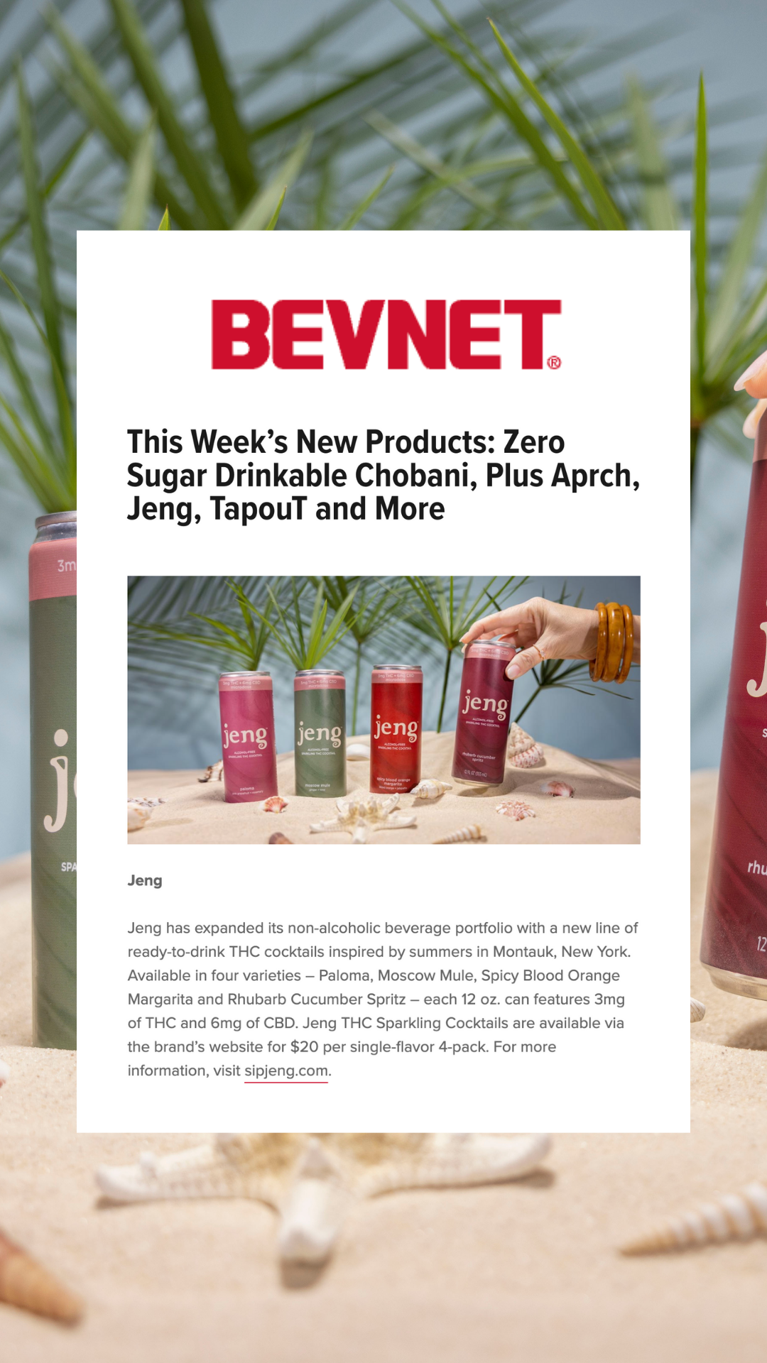 Jeng Featured in BEVNET's "This Week's New Products"