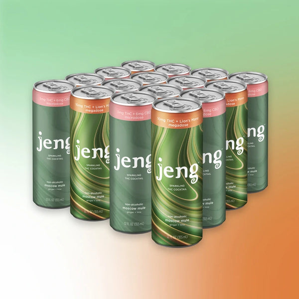 Jeng's THC-infused Moscow Mule can featuring ginger, lime, and juniper flavors.